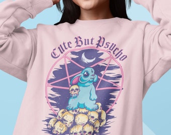 Pastel Goth Bunny Skull Pile Sweatshirt - Yami Kawaii Menhera