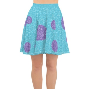 Monster Polka Dot Skater Skirt Blue Purple Fur Pattern Sulley Running Costume