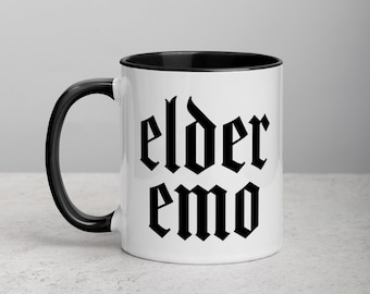 Elder Emo Mug: Goth Blackletter Font, Alt Style Coffee Mug