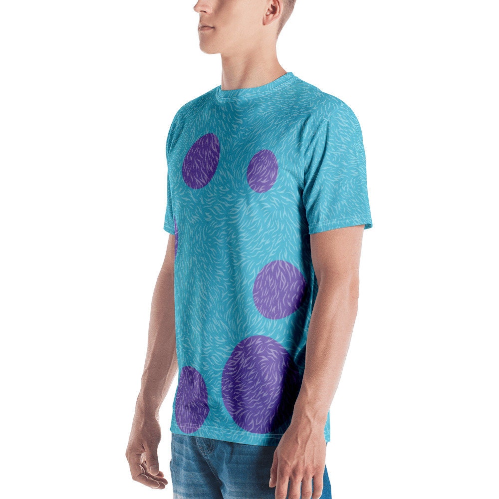 Blue shirt with purple 2025 polka dots