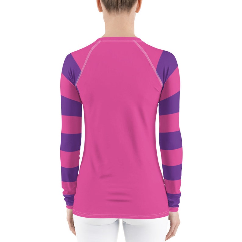Pink Purple Striped Long Sleeve Shirt Cheshire Cat Running Costume  Casual Cosplay Sun Protection Rash Guard for Women