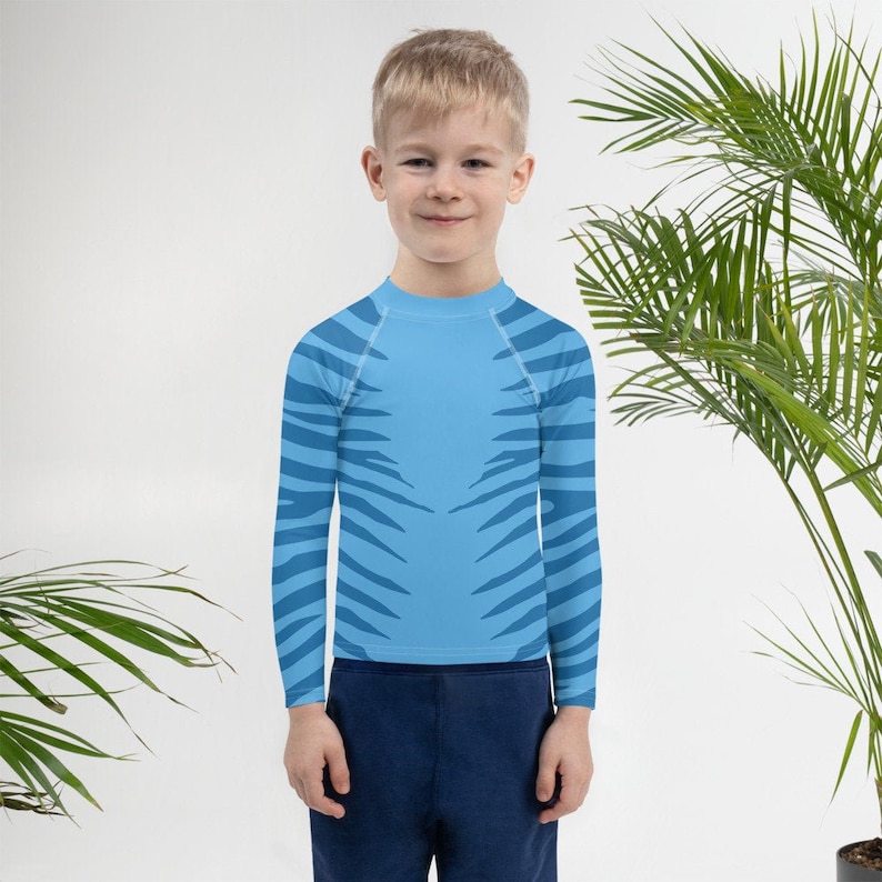 KIDS Na'vi Costume Blue Striped Long Sleeve Shirt / Rash - Etsy