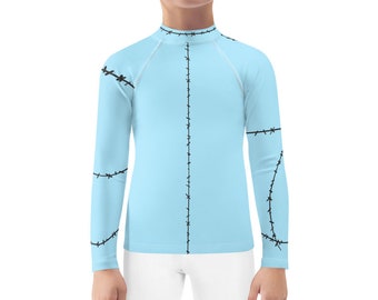 Camisa de disfraz de Sally para niños: camiseta de manga larga con costuras azul claro