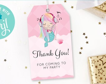 Mermaid Party Favor Tag / Mermaid Birthday Party / Mermaid Theme / Mermaid Favor Tag / Thank you tag / Digital