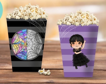 Wednesday Popcorn Box Printable / Editable Popcorn Box / Addams Family Birthday Party / Printable Party / Digital Patry Supplies