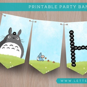 Printable Totoro Happy Birthday Banner / Printable Party / Digital PDF image 1