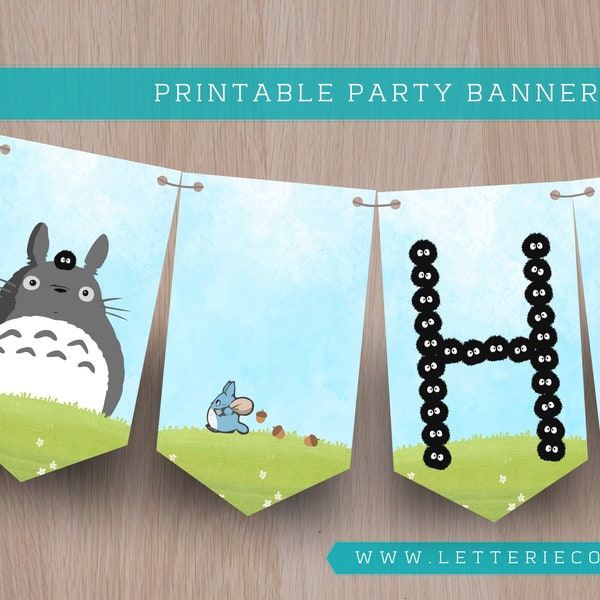 Printable Totoro Happy Birthday Banner / Printable Party / Digital PDF