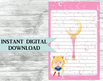 INSTANT DOWNLOAD  / Sailor Moon Inspired / Letter Writing / Stationery / Printable / Snail mail / Pen-pal / Paper / Pdf / Usagi / Anime