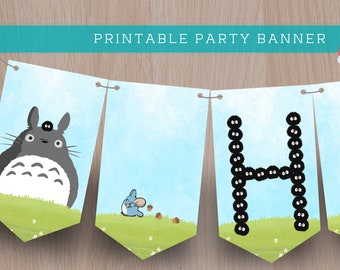 Printable Totoro Happy Birthday Banner / Printable Party / Digital PDF