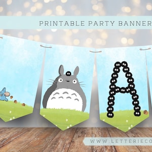 Printable Totoro Banner / Alphabet Printable Party / Digital PDF image 1