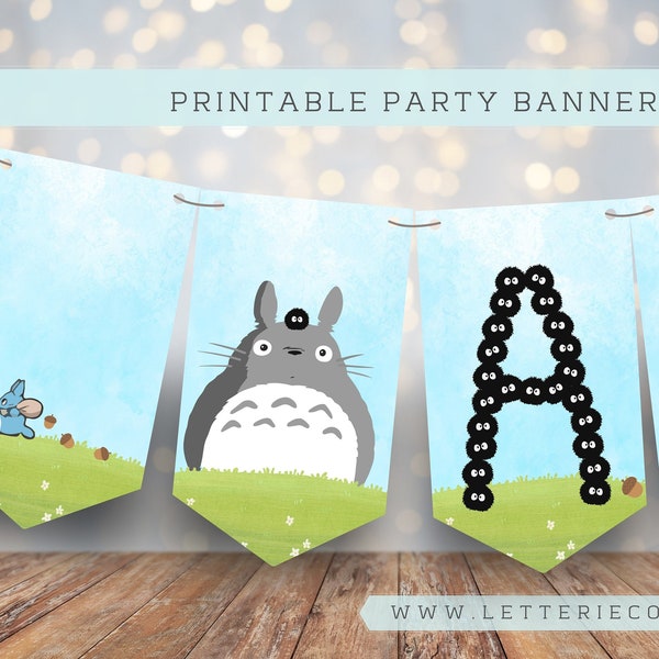 Printable Totoro Banner / Alphabet Printable Party / Digital PDF