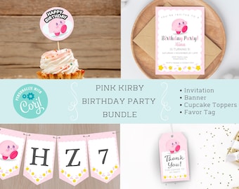 Printable KIRBY Inspired Birthday Party Bundle PINK / Printable Party Bundle