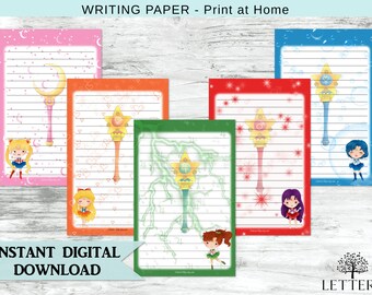 Sailor Moon Stationery Set - INSTANT DOWNLOAD, Letter Writing Set / Stationery / Printable / Snail mail / Pen-pal / Paper / Pdf / Anime