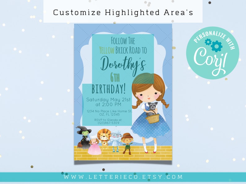Editable Wizard of Oz Birthday Invitation / Printable - Etsy