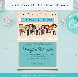 THE OFFICE Birthday Party Invitation / Birthday Party Invitation / Printable Invitation / Party planning committee / Digital Invitation image 3