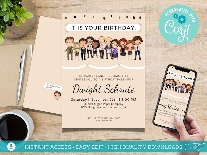 THE OFFICE Birthday Party Invitation / Birthday Party Invitation / Printable Invitation / Party planning committee / Digital Invitation image 2