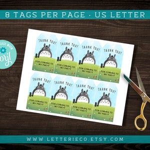 Editable Totoro Inspired Party Favor tag / Studio Ghibli Birthday Party / Printable Party / Digital Patry Supplies image 3