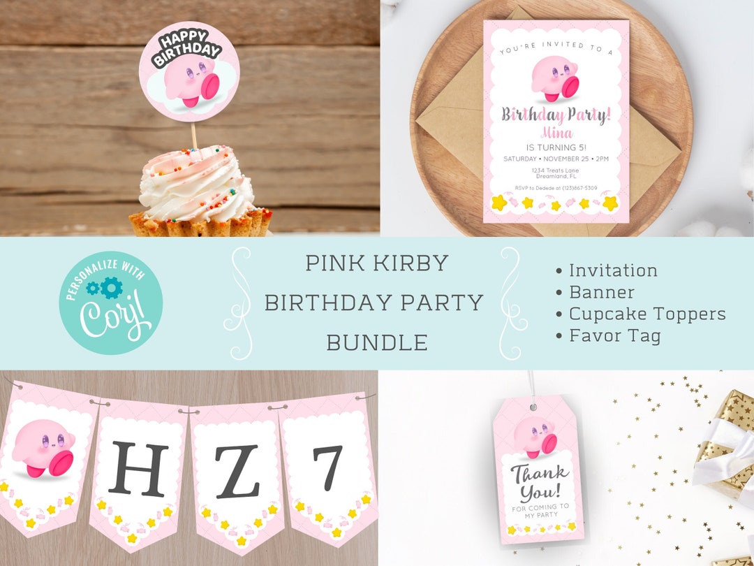 Printable KIRBY Inspired Birthday Party Bundle PINK / Printable Party ...