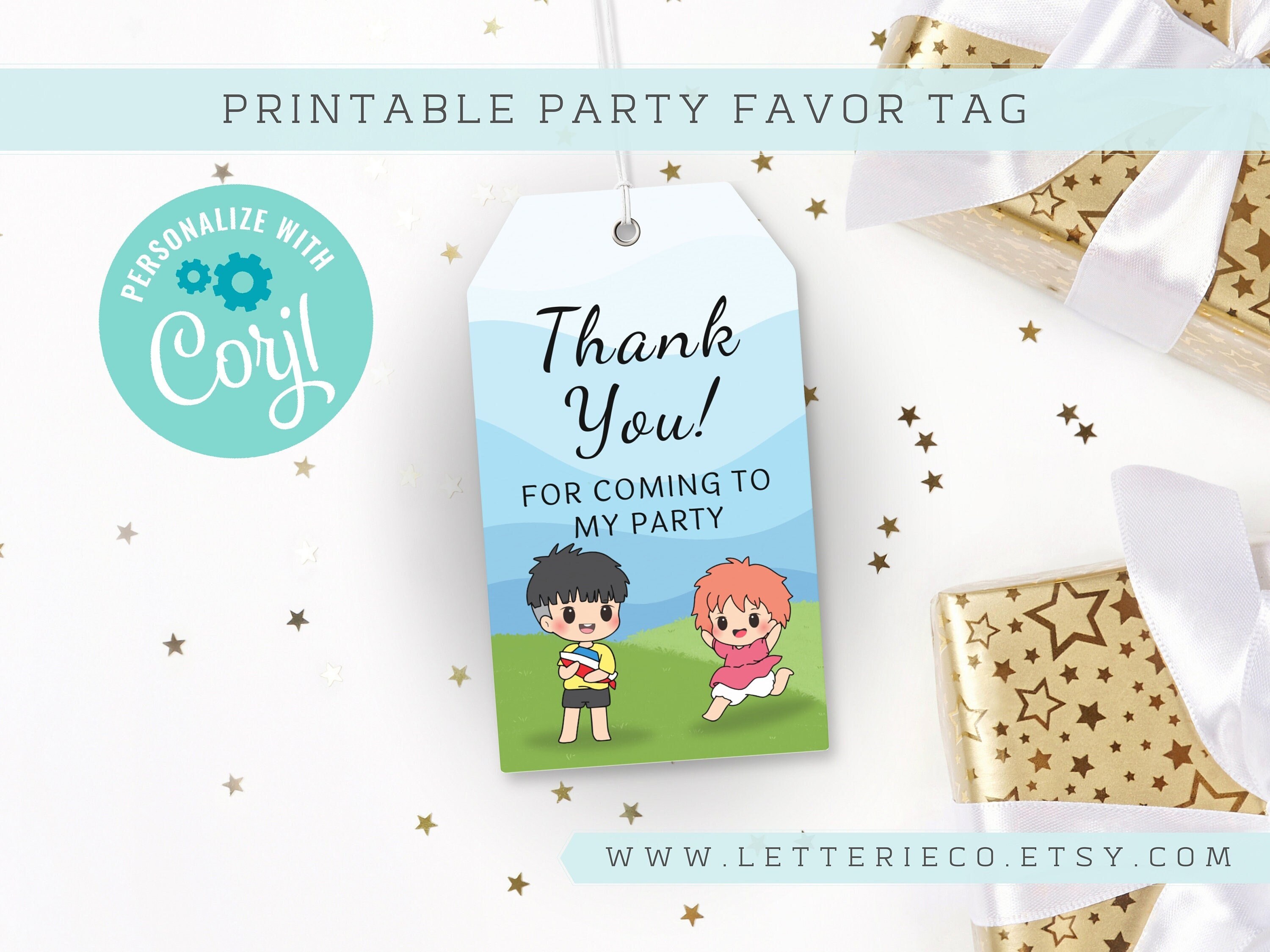 Editable Little Fish Girl Party Favor Tag / Studio Ghibli Birthday ...