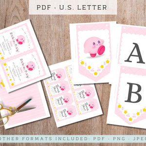 Printable KIRBY Inspired Birthday Party Bundle PINK / Printable Party ...