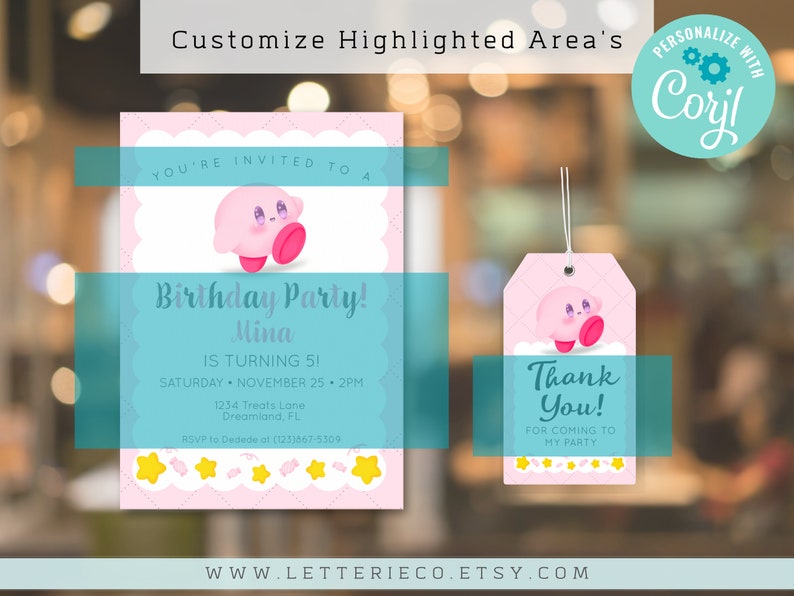 Printable KIRBY Inspired Birthday Party Bundle PINK / Printable Party ...