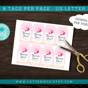 Editable Kirby Party Favor Tags PINK: Customizable and Adorable image 4