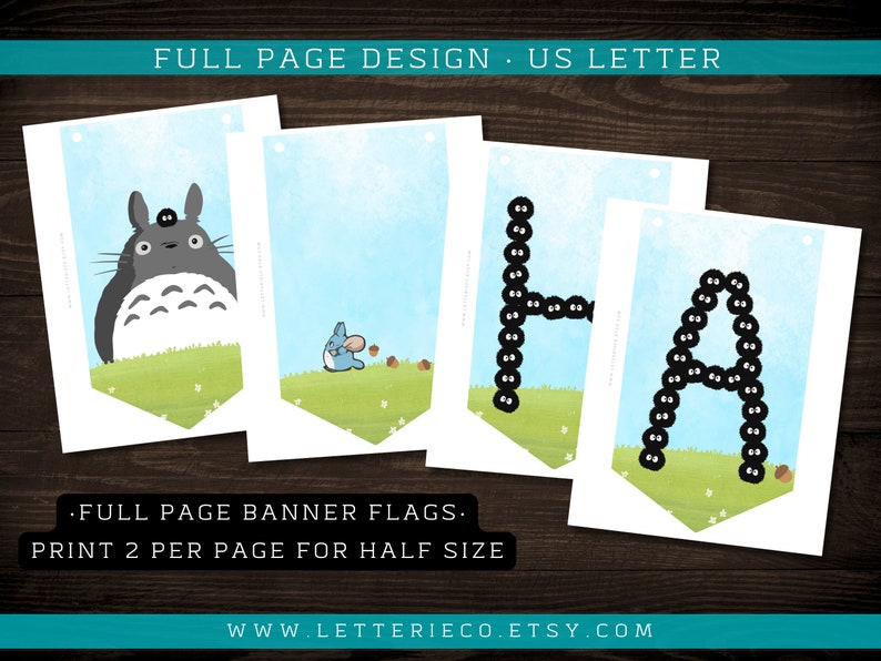 Printable Totoro Happy Birthday Banner / Printable Party / Digital PDF image 3