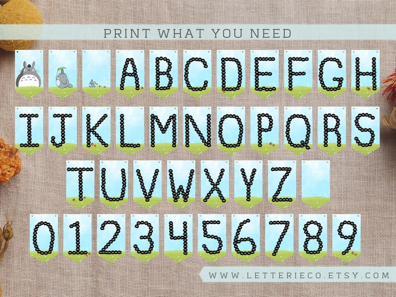 Printable Totoro Banner / Alphabet Printable Party / Digital PDF image 3