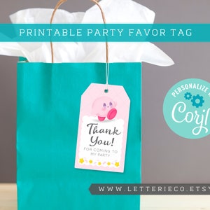 Editable Kirby Party Favor Tags PINK: Customizable and Adorable image 5