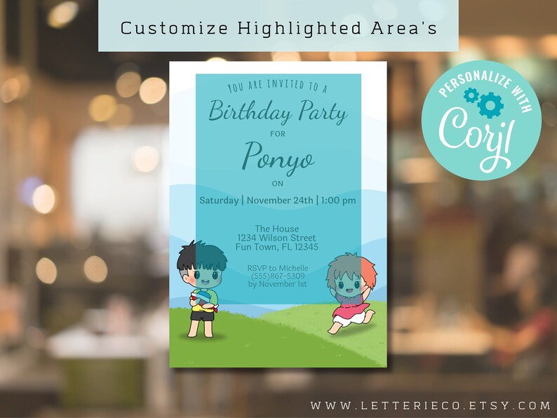 Tarjeta De Cumpleaños Ponyo | Studio Ghibli | Hecha A Mano En Reino Unido | Con Sobre | Estilo Kraft