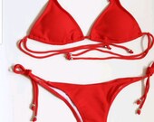 Red Two Piece Bikini Set.