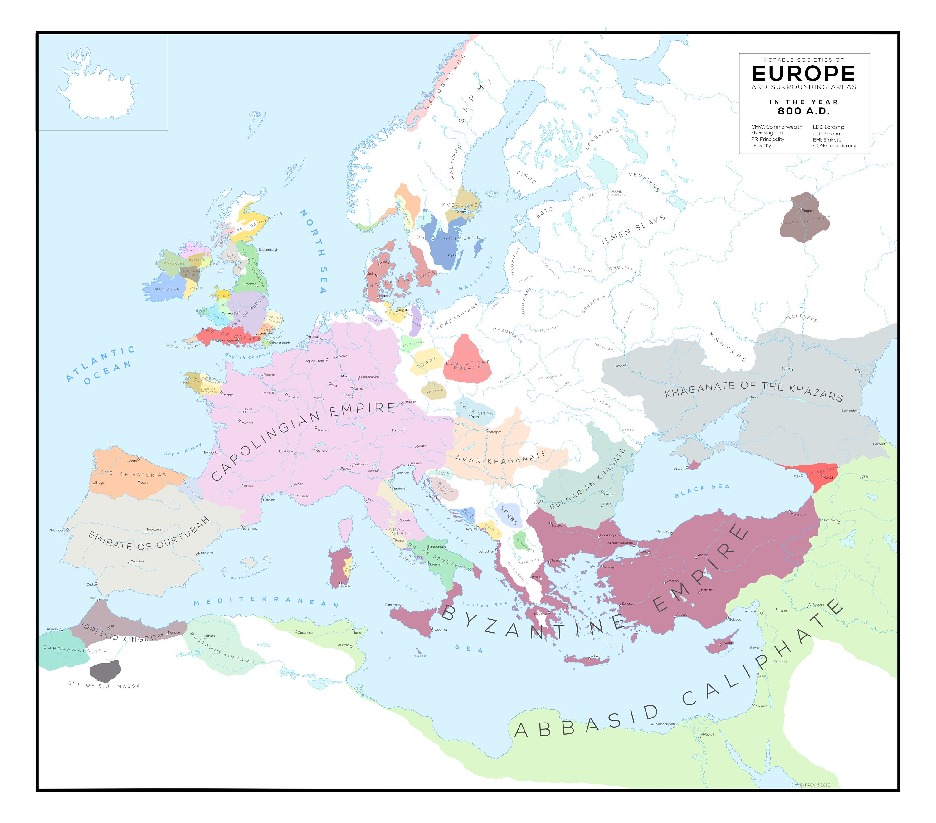 Map of Europe in 800 - Etsy