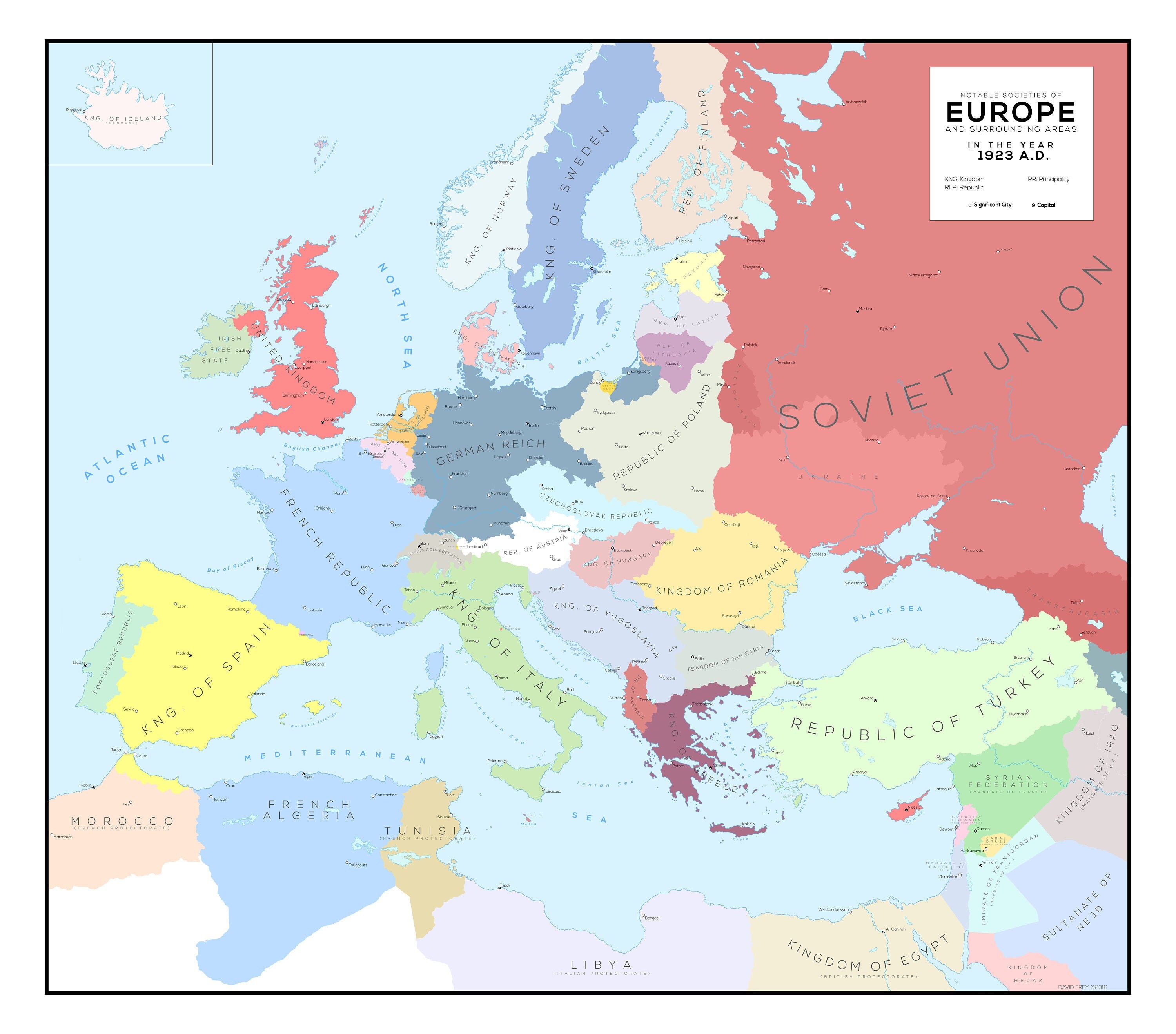 Map Of Europe In 1923 Etsy Norway