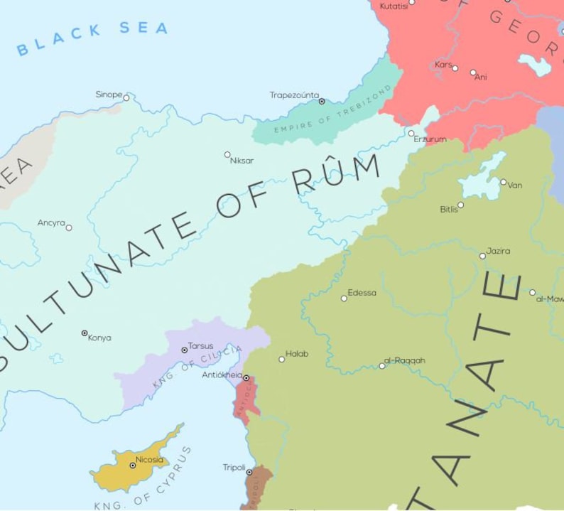 Map of Europe in 1236 Etsy