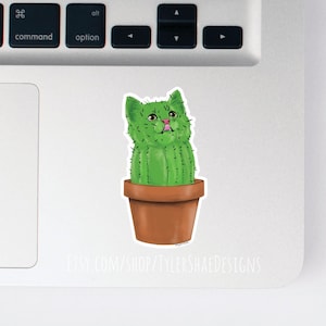 Cactus Cat Sticker, Catcus, cute, funny cat meme stickers, laptop stickers, bumper sticker, cat mom gift, crazy cat lady, plant sticker