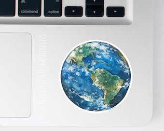 Watercolor Planet Earth sticker, Space stickers, laptop stickers, decals, bumper sticker, Vinyl stickers, Earth day, planet sticker