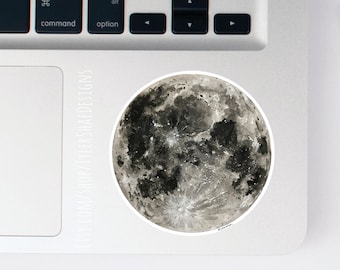 Watercolor Moon sticker, Space stickers, laptop stickers, decals, bumper sticker, Vinyl stickers, cute planet sticker, Full moon, luna