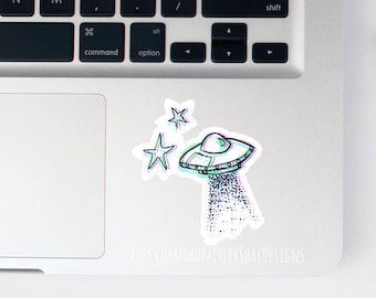 Retro UFO vinyl sticker, funny stickers, laptop stickers, decals, water bottle sticker, bumper sticker