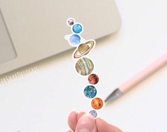 Watercolor Planets sticker, Space stickers, laptop stickers, decals, bumper sticker, Vinyl stickers, cute planet sticker, celestial, pen pal