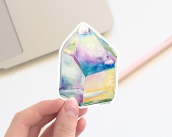 Magical Rainbow Crystal vinyl sticker, mystical sticker, laptop stickers, decals, bumper sticker. Crystal, mystic, and witch themed sticker