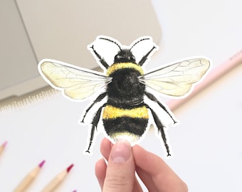 Bumble Bee sticker, save the bees sticker, laptop stickers, decals, bumper sticker. Nature, insect and garden themed sticker, cute bee gift