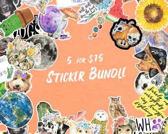 Sticker Pack, 5 for 15 Sticker bundle | laptop stickers, decals, bumper sticker, Vinyl stickers | funny, cute gift, party favor, mix n match