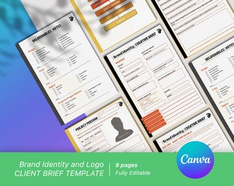 CLIENT BRIEF template | Logo Brand Identity, Canva design questionnaire, onboarding, downloadable company brief, Design, Creative brief,