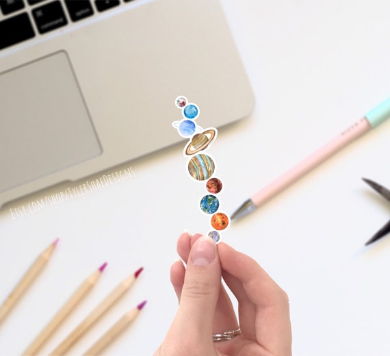 Watercolor Planets sticker, Space stickers, laptop stickers, decals, bumper sticker, Vinyl stickers, cute planet sticker, celestial, pen pal