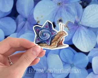 Blue Snail sticker, cute sticker, star sticker, vinyl stickers, laptop stickers, laptop decals, bumper sticker, garden snail sticker