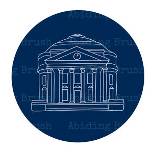 Digital Download - University of Virginia Rotunda Line Drawing PDF - Laptop Sticker