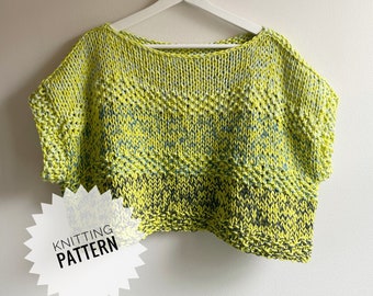 Boxy Crop Sweater Pattern – Beginner-Friendly Knitting Project PDF