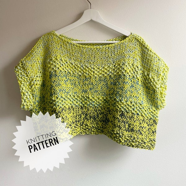 Cropped Sweater Knitting Pattern | Quarantine Crop | Cropped Knit Sweater Pattern | T-shirt Knitting Pattern | Sweater pattern for beginners