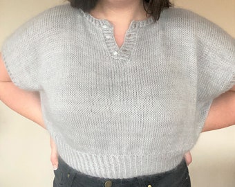 No Crying In Baseball Tee Sweater Knitting Pattern - Henley Knit Sweater PDF Crop T-shirt