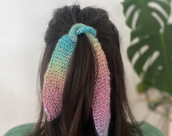 Brunch Hair Tie Knitting Pattern PDF - Knit Hair Bow Begginner-friendly Stash-buster